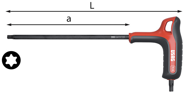 CHIAVI MASCHIO TORX C/IMPUGNATURA USAG 280 HATX   