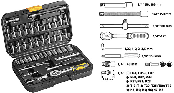 CHIAVI A BUSSOLA 1/4 SERIE PZ.46 TOPEX 38D640     