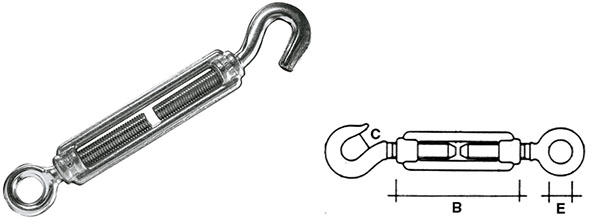 TENDITORI ZINCATI OCCHIO E GANCIO                 