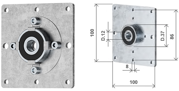 PIASTRA CON CUSCINETTO RADIALE PER TAPPARELLE     