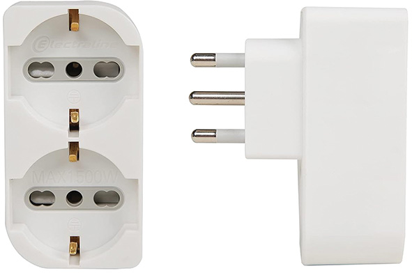 ADATTATORI ELECTRALINE 2 PRESE SCHUKO BIPASSO 16A 