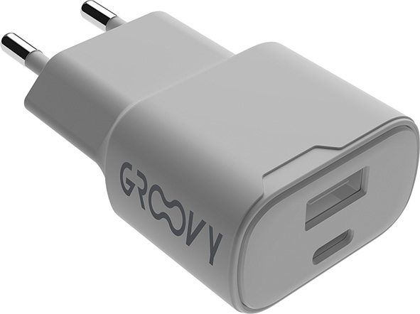 SPINE MURO CARICATORE GROOVY 20W 1USB-C+1USB-A    