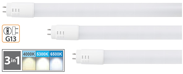 LAMPADE NOVA LED TUBO T8 VETRO G13 TRI-WHITE      