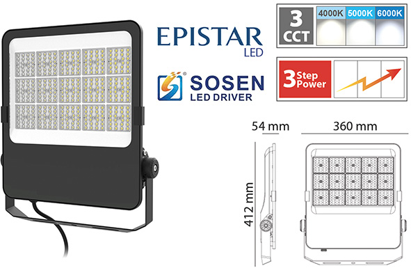 PROIETTORI NOVA LED EPISTAR TRI-WHITE 100/150/200W