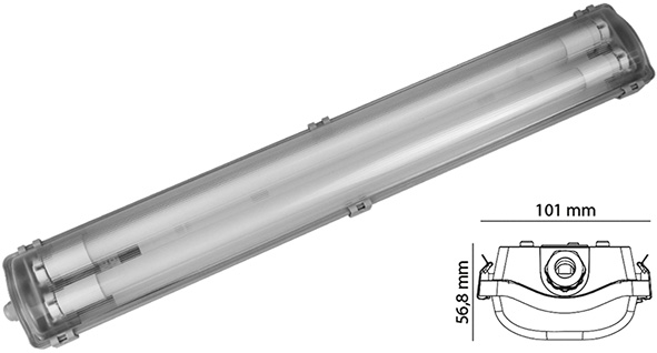 PLAFONIERE NOVA PER 2 TUBI LED T8 (NON INCLUSI)   