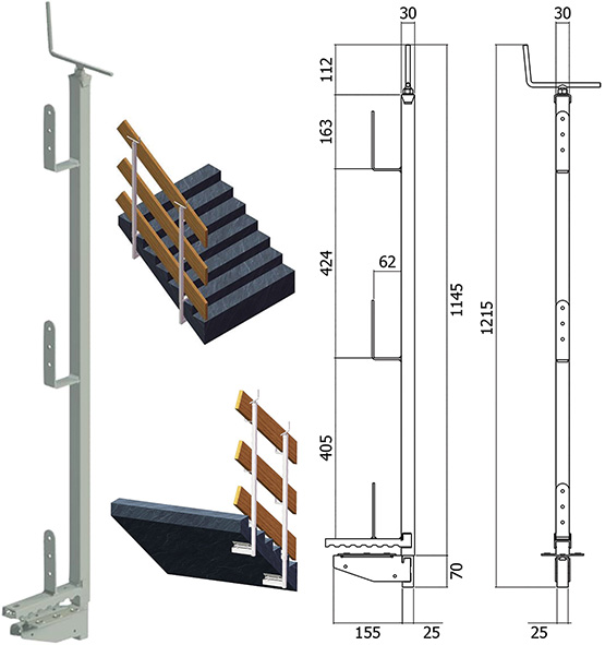 PARAPETTO UNIVERSALE ZINCATO CON BASCULA          