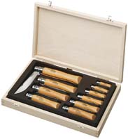 COLTELLI OPINEL 10 PEZZI IN COFANETTO LEGNO       