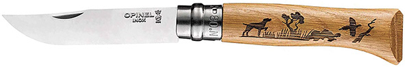 COLTELLI OPINEL VIROBLOC PIROGRAFATI CANE         