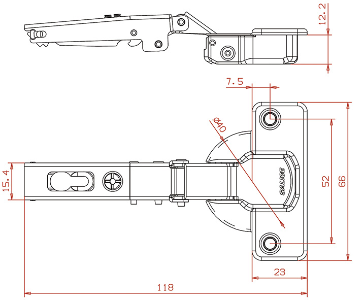 CERNIERE SALICE FORTI SPESSORI D.40 CNA7A99       