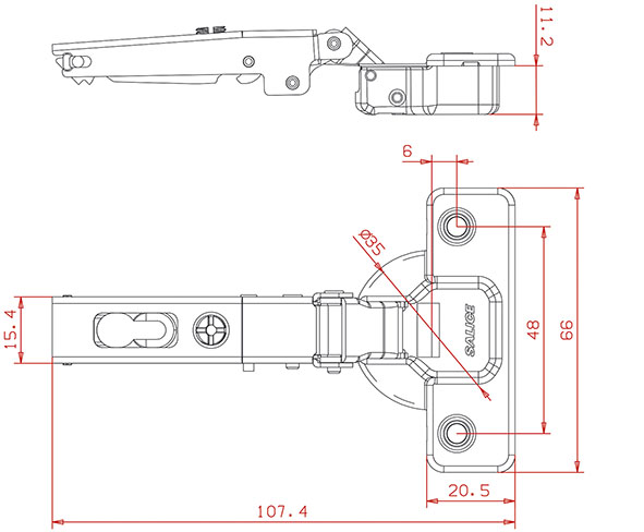 CERNIERE SALICE FORTI SPESSORI D.35 C2ABA99       