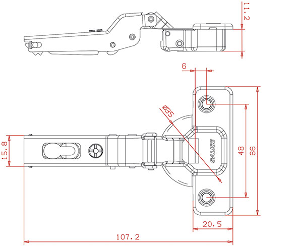 CERNIERE SALICE FORTI SPESSORI D.35 C2ABG99       