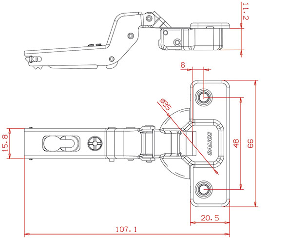 CERNIERE SALICE FORTI SPESSORI D.35 C2ABP99       