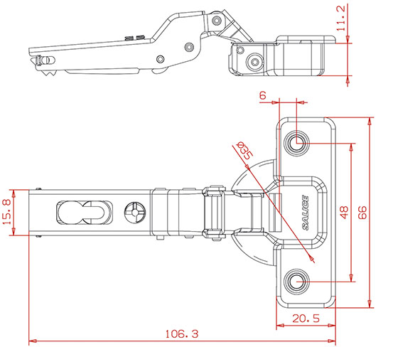 CERNIERE SALICE 110 GRADI C2A6G99                 