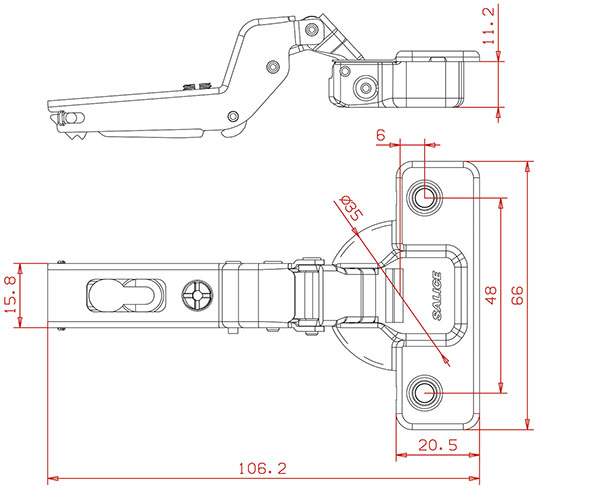 CERNIERE SALICE 110 GRADI C2A6P99                 