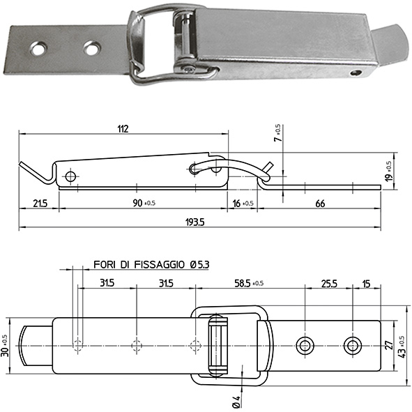 CHIUSURE A LEVA ACCIAIO NICHELATO ART.2.00.00     