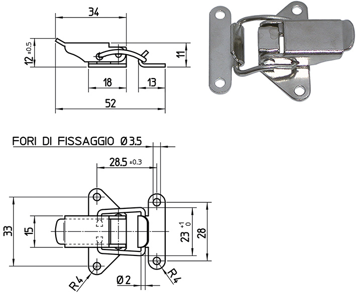 CHIUSURE A LEVA ACCIAIO NICHELATO ART.2.04.00     