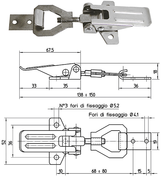 CHIUSURE A LEVA ACCIAIO NICHELATO ART.2.05.00     