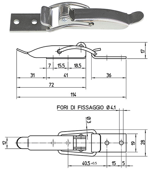 CHIUSURE A LEVA ACCIAIO NICHELATO ART.2.06.00     
