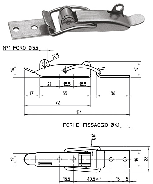 CHIUSURE A LEVA ACCIAIO NICHELATO ART.2.06.01     