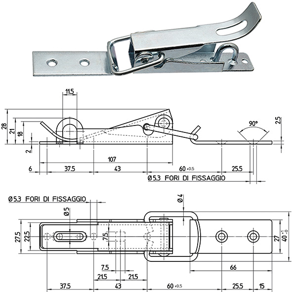 CHIUSURE A LEVA ACCIAIO ZINCATO ART.2.09.01       