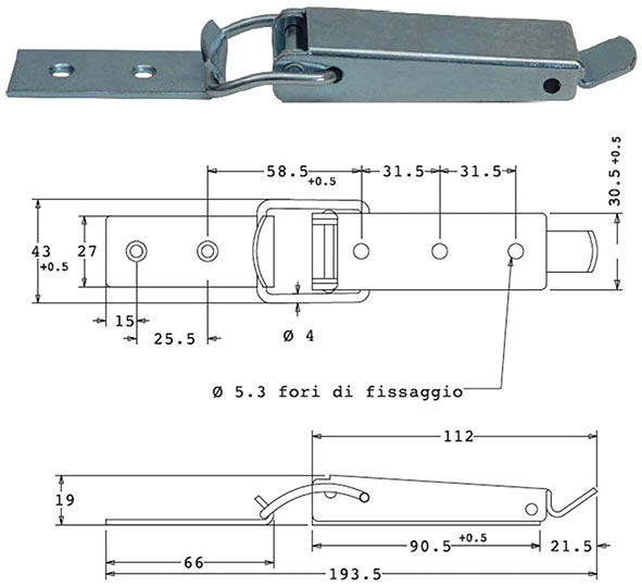 CHIUSURE A LEVA SIPA ACCIAIO ZINCATO ART.1480     