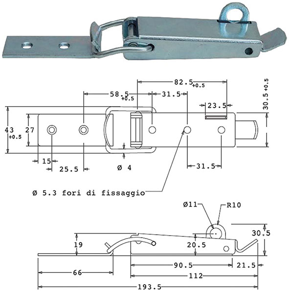 CHIUSURE A LEVA SIPA ACCIAIO ZINCATO ART.1485     