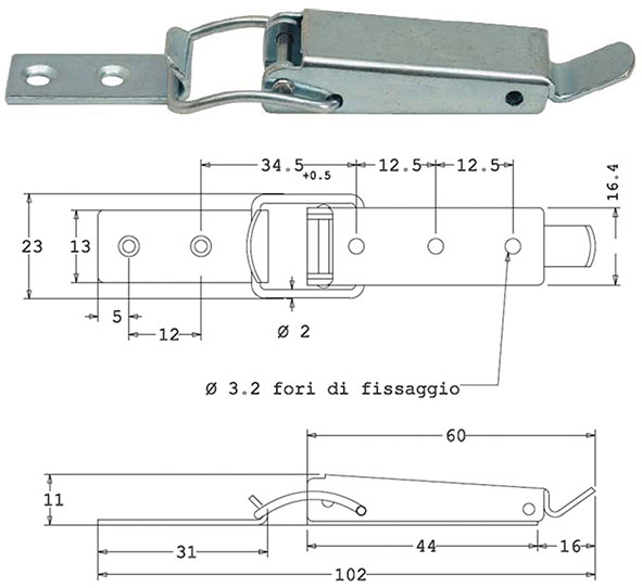 CHIUSURE A LEVA SIPA ACCIAIO ZINCATO ART.1505     
