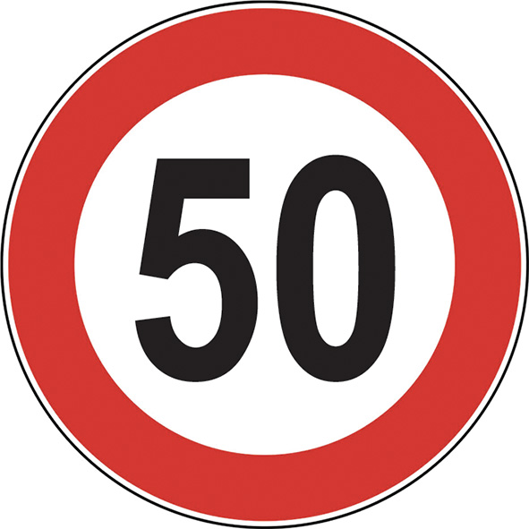 SEGNALI STRADALI LIMITE VELOCITA' 50 KM/H FIG.50  