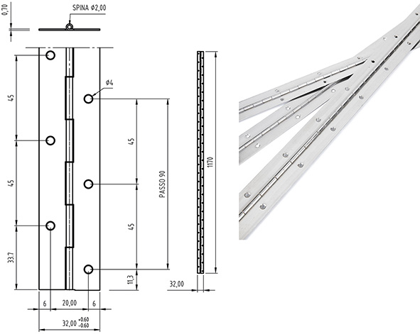 CERNIERE A METRAGGIO LEGGERE CON FORI ALDEGHI 1203