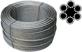 FUNE ACCIAIO ZINCATO 72 FILI ROTOLI MT.100        