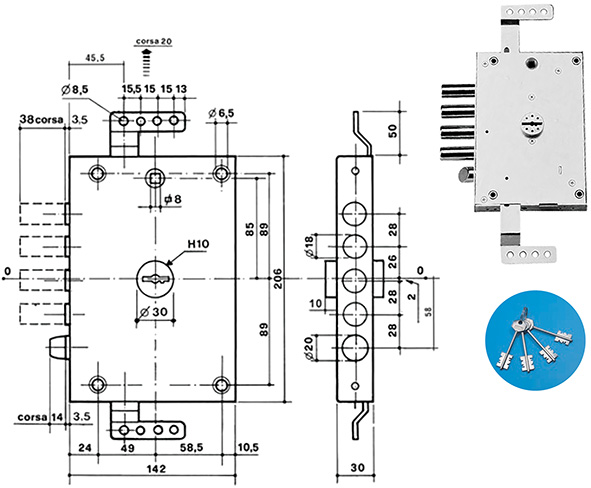 SERRATURE POTENT BLINDATE DOPPIA MAPPA 1840/28    
