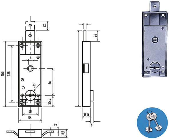SERRATURE POTENT BASCULANTI DOPPIA MAPPA 1640     