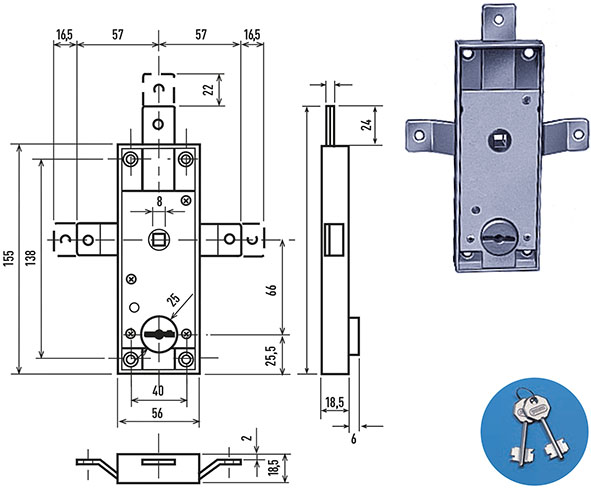 SERRATURE POTENT BASCULANTI DOPPIA MAPPA 1640T    