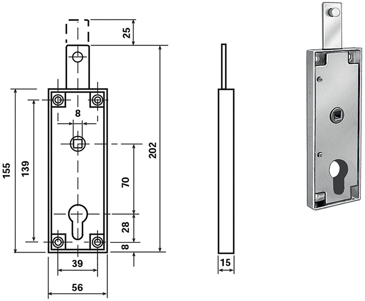 SERRATURE POTENT BASCULANTI CILINDRO C-1640E      