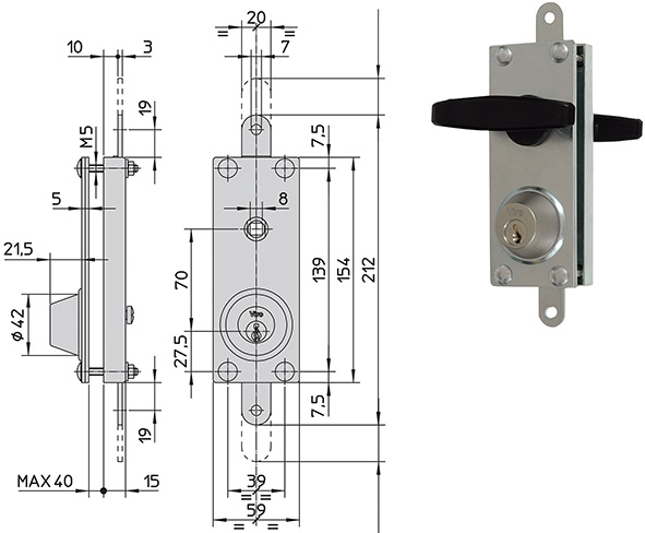 SERRATURE VIRO CORAZZATE PER BASCULANTI ART.8217  