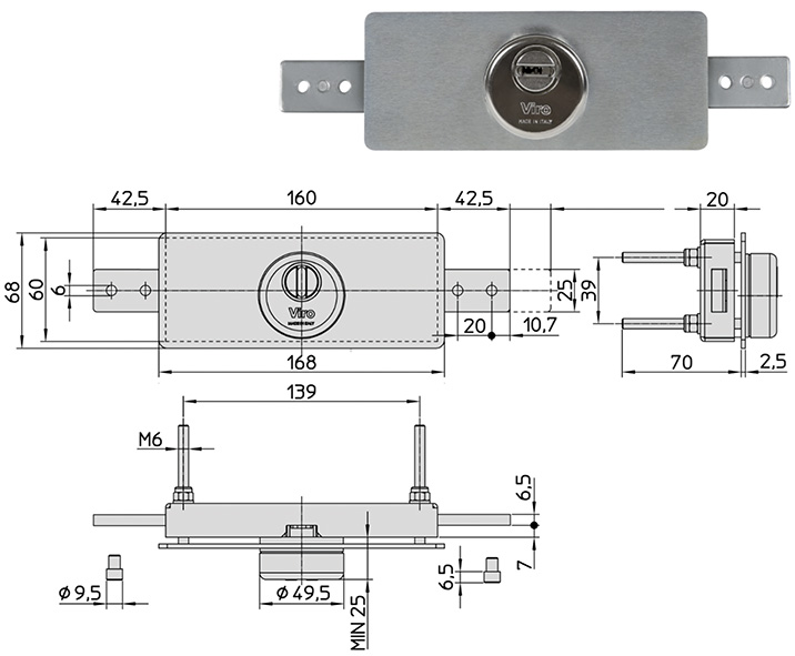 SERRATURE VIRO CORAZZATE PER SERRANDA ART.8271    