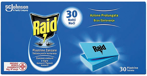 PIASTRINE ANTIZANZARE RAID RICARICA CONF. PZ.30   