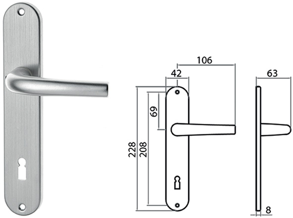 MANIGLIE C/PLACCA GHIDINI ALL. SUSY F.PATENT I.90 