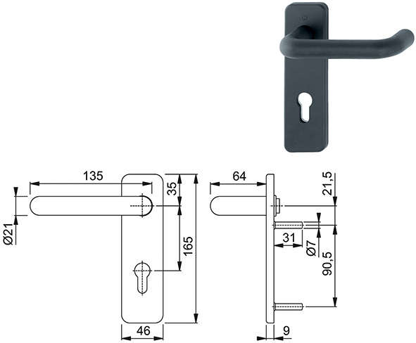 MANIGLIA ESTERNA HOPPE PER ANTIPANICO             