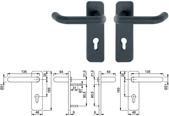 MANIGLIE HOPPE KIT TAGLIAFUOCO C/PLACCHE          