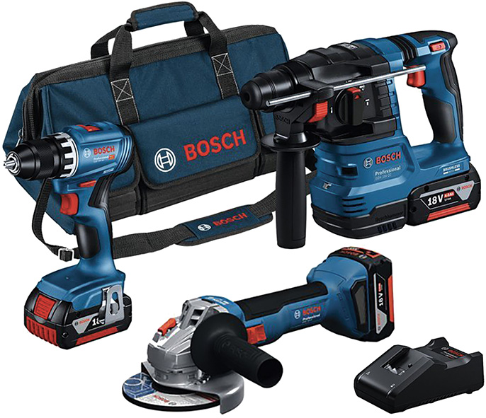 KIT BOSCH BAT. GBH 18V-22 +GSR 18V-45 +GWS 18V-8  