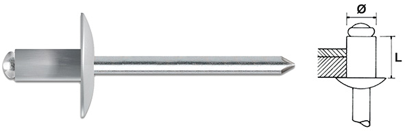 RIVETTI TECFI ALLUMINIO TESTA LARGA               