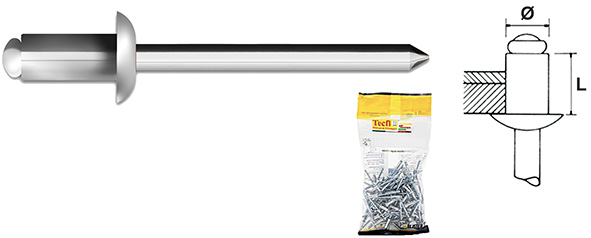 RIVETTI TECFI INOX * BLISTER                      