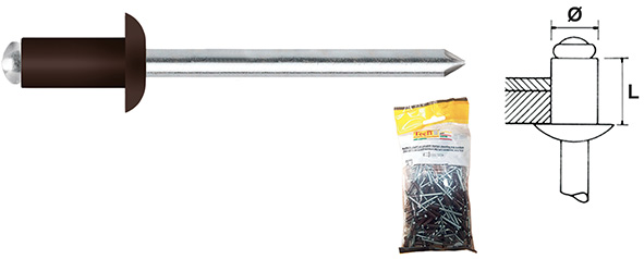 RIVETTI TECFI ALLUMINIO TESTA DI MORO * BLISTER   