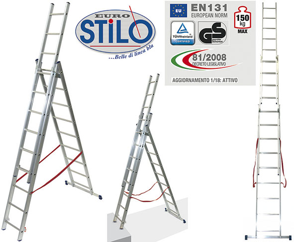 SCALA ALLUMINIO FACAL A SFILO 3 ELEMENTI STILO    