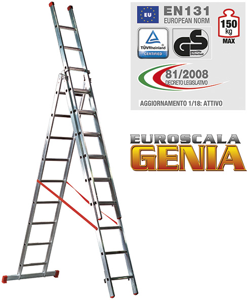 SCALA ALLUMINIO FACAL A SFILO 3 ELEMENTI GENIA    