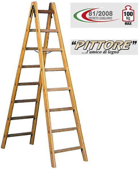 SCALA LEGNO DOPPIA FACAL IMBIANCHINO PIOLI        