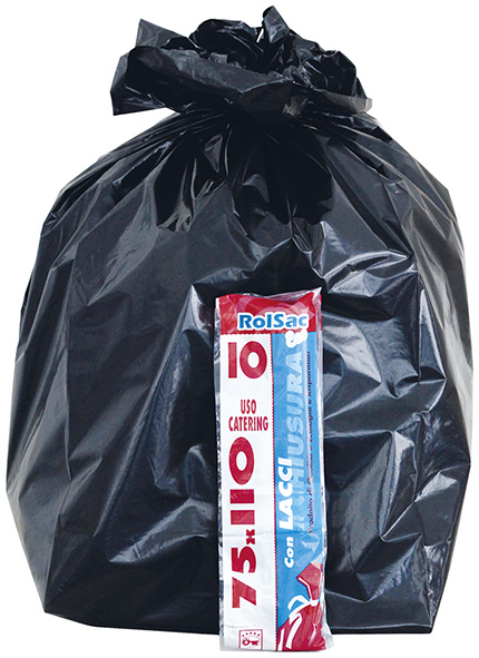 SACCHI SPAZZATURA NERI 50MY ROTOLO PZ.10          