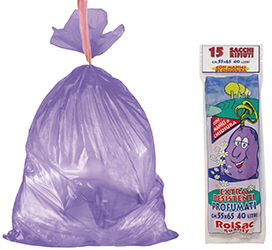 SACCHI SPAZZATURA C/MANIGLIE ROT. PZ.15 VIOLA     