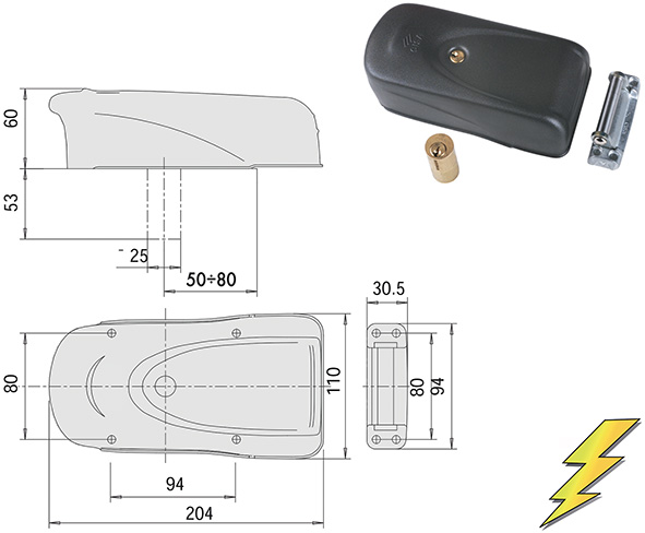 SERRATURE CISA APPLICARE ELETTRIKA 1A721          